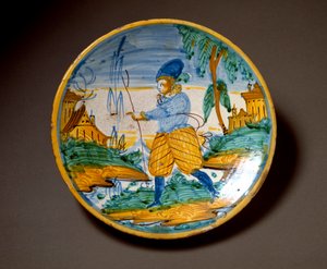 Soyluların genç adamı. Viterbo, İtalya'da üretilen seramik tabak. 16. yüzyılın sonu Floransa, Museo Nazionale del Bargello by Italian School