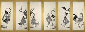Bir çift katlanır ekrandan biri by Ito Jakuchu