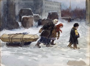 Vladimirov, Ivan Alexeyevich (1869-1947) tarafından komünist olmayan bir işçinin cenazesi. Suluboya, Kağıt Üzerine Guaj by Ivan Alexeyevich Vladimirov