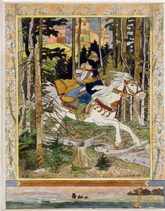 Prens İvan. (İvan Çareviç). Rus folklor efsanelerinin, ormanda beyaz bir ata binen, bir kaleden kaçan ve Vassilissa La Tres Belle