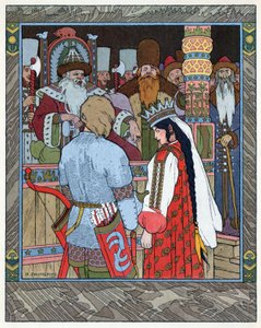 Tsarevitch Ivan, Ateş Kuşu ve Boz Kurt, 1899 dolayları (litografi) by Ivan Yakovlevich Bilibin