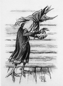 Kikimora, efsanevi bir figür, Slav mitolojisinde bir kadın ev ruhu by Ivan Bilibine