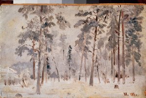 Frost (Hoarfrost) - Ivan Ivanovich Shishkin (Shishkin) (1832-1898), tuval üzerine yağlı boya, yaklaşık 1890 - Rus sanatı, 19. yüzyıl manzarası - Devlet Tretyakov Galerisi, Moskova by Ivan Ivanovich Shishkin