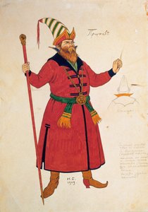 Altın Horoz için kostüm tasarımı, Rimsky-Korsakov, 1909 by Ivan Yakovlevich Bilibin