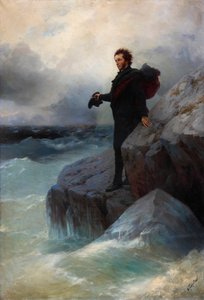 Elveda, özgür element, ey Deniz! Alexander Puşkin, Karadeniz'de, 1877. by Ivan Konstantinovich Aivazovsky
