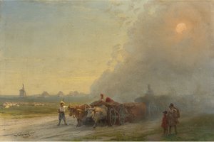 Ukrayna Bozkırında kağnı arabaları by Ivan Konstantinovich Aivazovsky