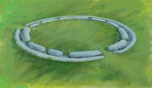 Stonehenge: Aubrey Deliklerini çevreleyen hendek, set ve karşı setten oluşan ilk aşama by Ivan Lapper