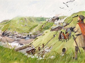 Ortaçağda Tintagel Kalesi (kağıt üzerine suluboya) by Ivan Lapper