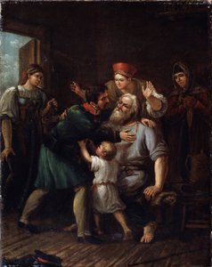Savaşçının Dönüşü (Eve Dönüş Savaşçısı). Bir asker eve döner ve kendini yaşlı babasının kollarına atar. Bütün aile onu canlı görmekten duydukları sevinci ve rahatlığı ifade eder. Ivan Vasilyevich Luchaninov