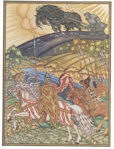 Volga Svyatoslavich ve Mikula Selyaninovich, 1940 by Ivan Yakovlevich Bilibin