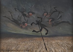 Korkuluk ve dört rüzgar, 1906. by Ivar Arosenius