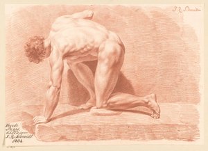 Diz Çökmüş Erkek Çıplak, Yan Görünüm (2. Ödül 1804) by Izaak Riewert Schmidt