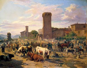 'L'Arbresle'de Hayvan Pazarı', Fransa, 19. yüzyılın ortaları by JB Louis Guy