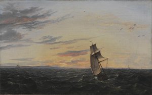 Bir Deniz Manzarası. Akşam Işığında Rügen Adası kıyıları by Johan Christian Dahl