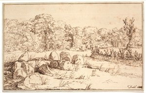 Bir dolmen kalıntıları ile manzara by Johan Christian Dahl