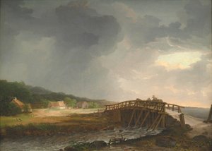 Køge, Zelanda Manzaralı Tryggevælde Nehri üzerindeki Köprü by Johan Christian Dahl