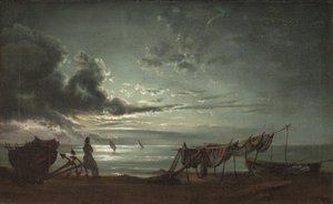 Napoli Körfezi. Ay ışığı by Johan Christian Dahl