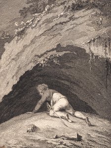 Dövülmüş Niels Klim mağaraya giriyor by J.F. Clemens
