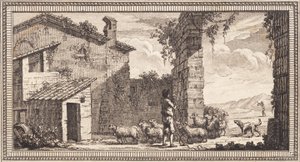 Koyun ve keçi ile bir çoban by J.F. Clemens