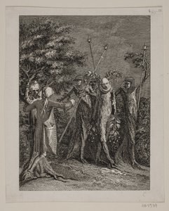 Niels Klim, bir Potualı suçlunun üç gardiyan tarafından götürüldüğünü görüyor by J.F. Clemens