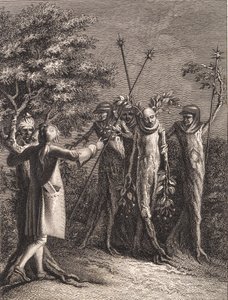 Niels Klim, bir Potualı suçlunun üç gardiyan tarafından götürüldüğünü görüyor by J.F. Clemens