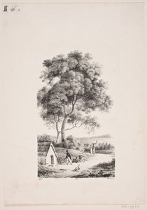 Bir yolda yürürken, soldaki uzun ağaçlara by J.F. Møller