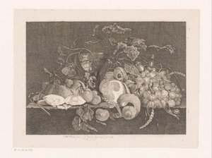Meyve ve istiridye ile natürmort Galerie des peintres flamands, hollandais et allemands de Le Brun (seri başlığı) by J.L.L.C. Zentner