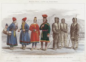 Moğol Yarışı, Lapps ve Esquimaux (renkli gravür) by J.L. (after) Williams