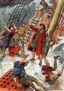 Vasco de Gama, Güney Afrika#39;daki Ümit Burnu#39;ndaki fırtına sırasında burada by J.L Beuzon (fl.1880 1940)