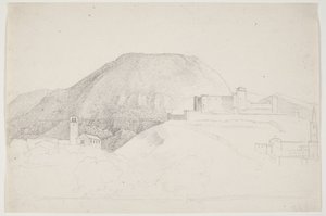 Dağ ve binalarla peyzaj çalışması. Spoleto, İtalya by J.L. Lund