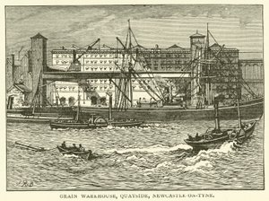 Tahıl Deposu, Quayside, Newcastle-on-Tyne (gravür) by J.R. Brown