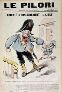 Freedom of teaching by Gibet: The Guard - You may scream Dad! The Mayor has ordered to fill the Laique School and... it will be filled (Caricature on the Laique School), cover of “” Le Pilori”” of October 31