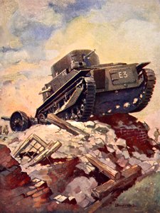Birinci Dünya Savaşı Tankı (renkli lito) by J. Allen (after) Shuffrey
