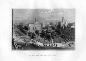 Park ve Belediye Binası, New York, 1855. by J. Archer