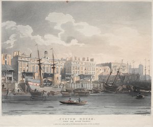 Gümrük Binası, Thames Nehri'nden, 1808.