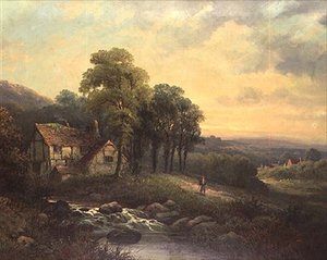 Gün batımında kır evi by J. Boel