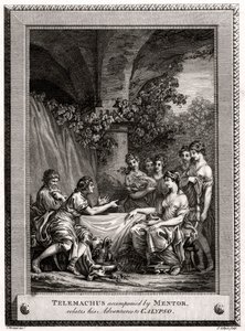 Mentor eşliğinde Telemachus, Maceralarını Calypso ile ilişkilendirir, 1774