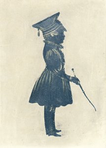Şapkalı ve Sopalı Bir Çocuğun Silüeti (kağıt üzerinde kalem ve mürekkep) by J. Gapp