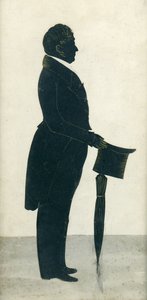 Silindir şapkalı, fraklı ve şemsiyeli bir adamın silueti by J. Gapp