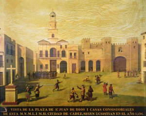 1596'da Plaza de San Juan de Dios (tuval üzerine yağlı boya) by J. Garcia