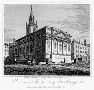 St Laurences Kilisesi, King Street, Cheapside, Londra Şehri, 1817.