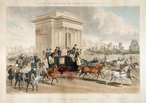 Hyde Park Corner boyunca at arabaları, Londra, 1838