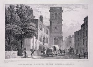 All Hallows the Great, Londra, c1829 by J Hinchcliff