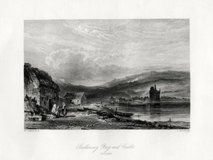 Scalloway Körfezi ve kale, Zetland, 19. yüzyıl by J. Horsburgh