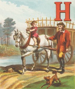 H: H attır, çok şık ve çok güçlü; Saman arabasını çayıra doğru çeker by J. Howard