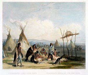Fort Pierre yakınlarındaki bir Sioux Şefinin Cenaze İskelesi by J Hurlimann