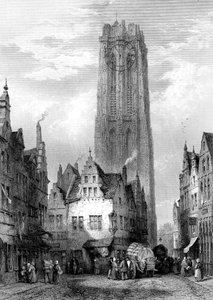Malines Mechelen Katedrali, Anvers, Belçika, 19. yüzyıl.