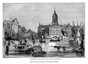 Stadthouse ve Amsterdam şehrinin bir parçası, 1843