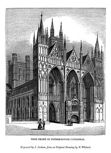 Peterborough Katedrali'nin batı cephesi, 1843 by J. Jackson