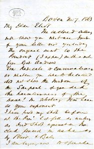 Mektup imzalı J.M.F. [J.M. Forbes], Boston, Eliot